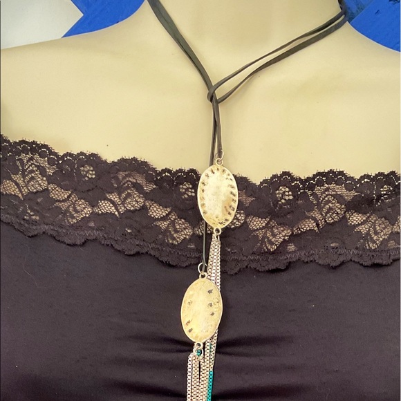 Boho Rope Necklace. Western Style Long Tassels Necklace Tie Leather Necklace. - Picture 11 of 11